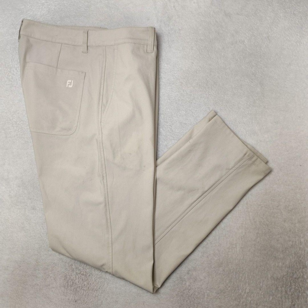 FootJoy Pants Mens 34x32 Beige Chino Microfiber Stretch Pockets Flat Golf SPOTS